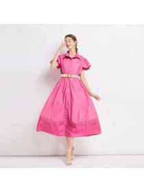 European style Temperament Elegant Solid color dress 