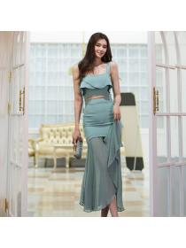 Korean style Summer Sexy Solid color Fishtail dress 