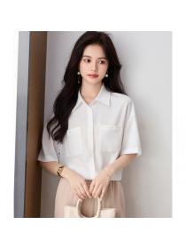 Korean style Summer fashion Solid color OL shirt 