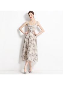 European style Summer Retro Sleeveless Dress for women