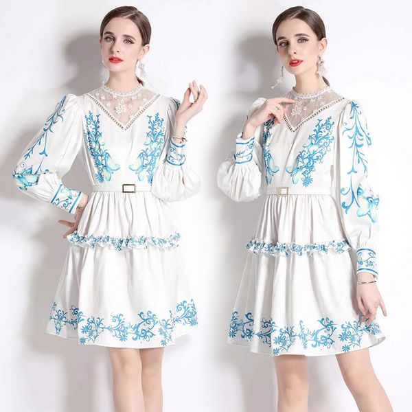 European style Summer Long sleeve Fashion Printed dress