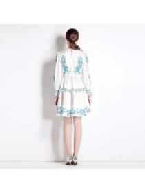 European style Summer Long sleeve Fashion Printed dress 