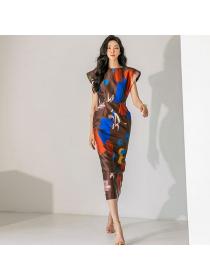 Korean style Elegant Printed Long dress 