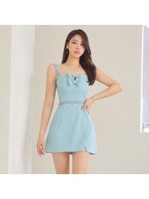 Korean style Sexy Slim Split Sling dress 