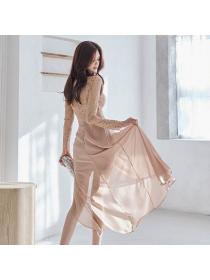 Korean style Summer Lace Round collar Slim dress 