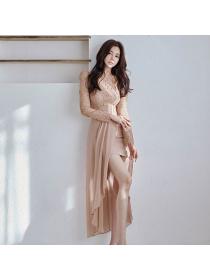 Korean style Summer Lace Round collar Slim dress 
