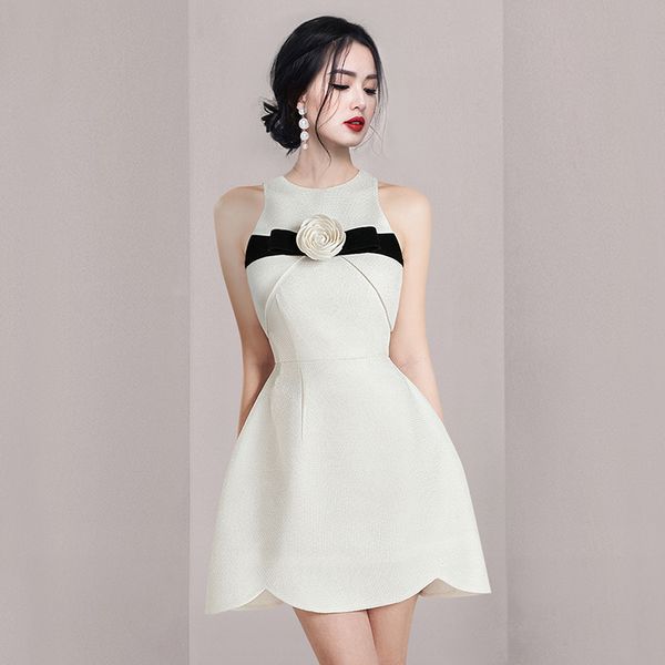 Korean style Summer Round collar Slim Sleeveless dress