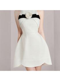 Korean style Summer Round collar Slim Sleeveless dress
