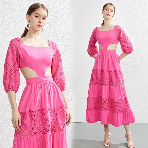 European style Sexy Backless Lace Long dress