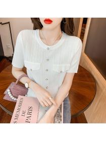 Korean style Summer Loose Knitting Fashion T-shirt 