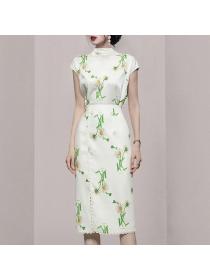Korean style Summer Fashion Elegant High waist Two pieces dress 