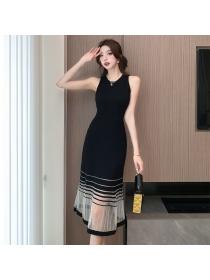 Korean style Summer Sleeveless knit dress for summer