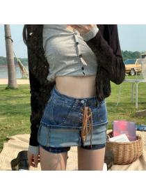 Korean style High waist Chic Denim skirt 