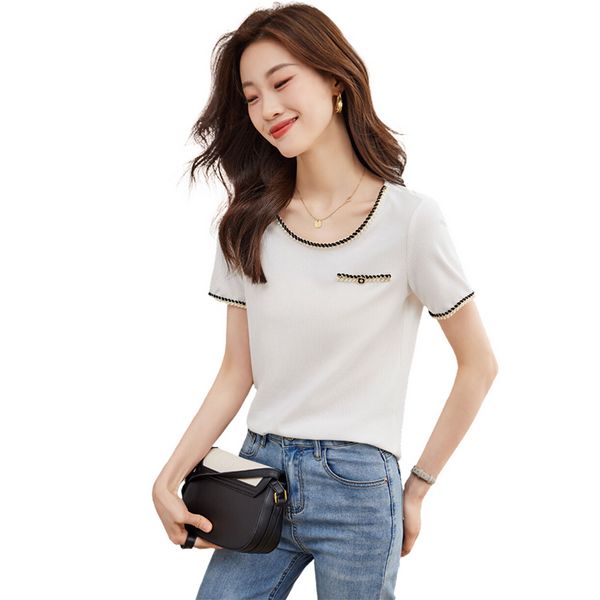 Korean style Summer Loose Round collar Loose T-shirt