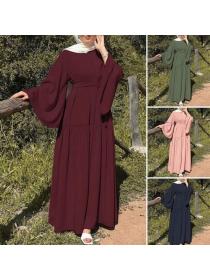 New style Muslim women's Casual trumpet sleeve with belt