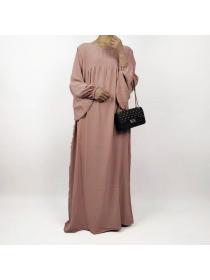 New style Muslim women's Casual Solid color Tunic dress