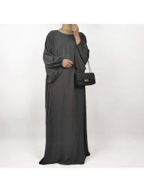New style Muslim women's Casual Solid color Tunic dress