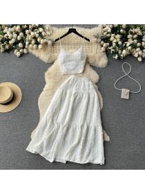 Korean style Matching Summer Sling Top Long skirt 2 pcs set