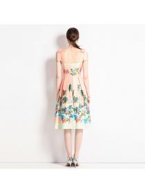 European style Summer Sleeveless Printed Fashion dress 