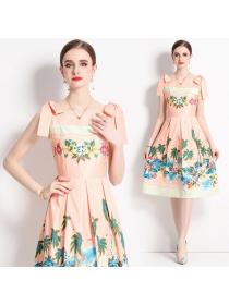 European style Summer Sleeveless Printed Fashion dress 