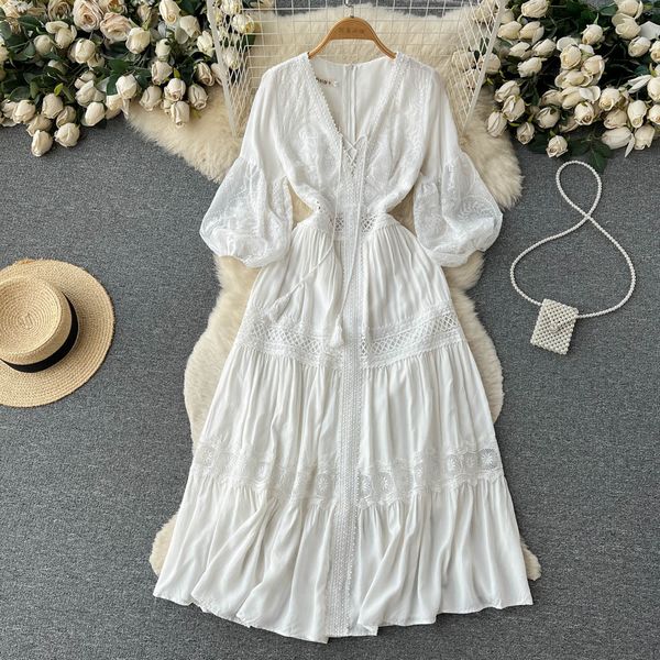 Summer Spring fashion Embroidery Long dress