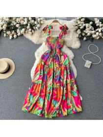 Summer fashion Off shoulder Printed Dress