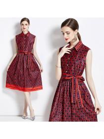 European style Elegant Sleeveless Printed dress 