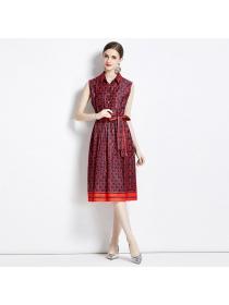 European style Elegant Sleeveless Printed dress 