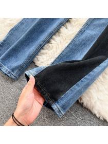 Korean style High waist Loose Straight Denim pants 