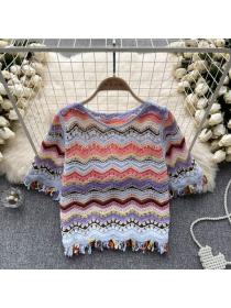 Korean style Fashon Matching T-shirt Knitted Top