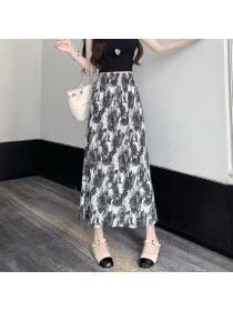 Vintage style Summer Loose waist A-line Long skirt