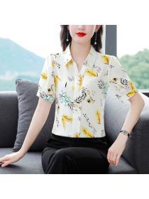 Korean style Matching Silk Short sleeve Shirt 