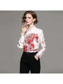 European style Summer Matching Printed Blouse 