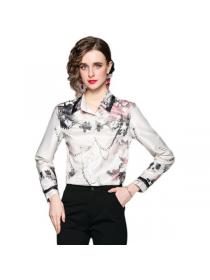 European style Matching Loose Printed Blouse for women