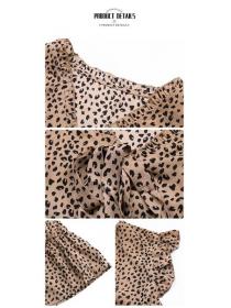 European style Sexy Fashion Sleeveless Leopard print dress 