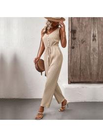 European style Summer Fashion Solid color Jumpsuits