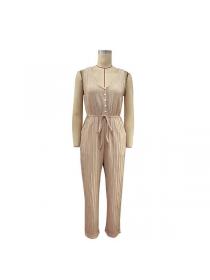 European style Summer Fashion Solid color Jumpsuits