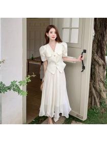 Korean style Summer fashion Top+Matching Chiffon Long skirt 