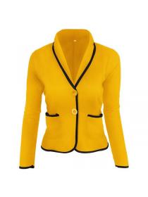 European style Casual Matching Solid color Blazer