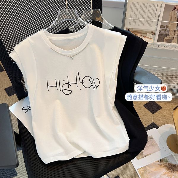 Korean style Summer fashion Casual Chain print T-shirt