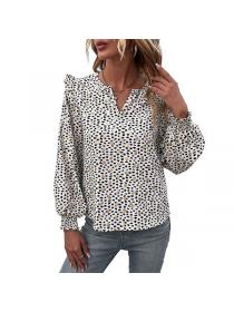 European style Fashion V neck Long sleeve blouse 