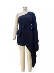 European style Summer fashion Oblique collar Dress 