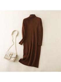 Fashion style High collar Autumn Knitting Sweater dress 