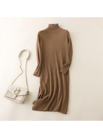 Fashion style High collar Autumn Knitting Sweater dress 