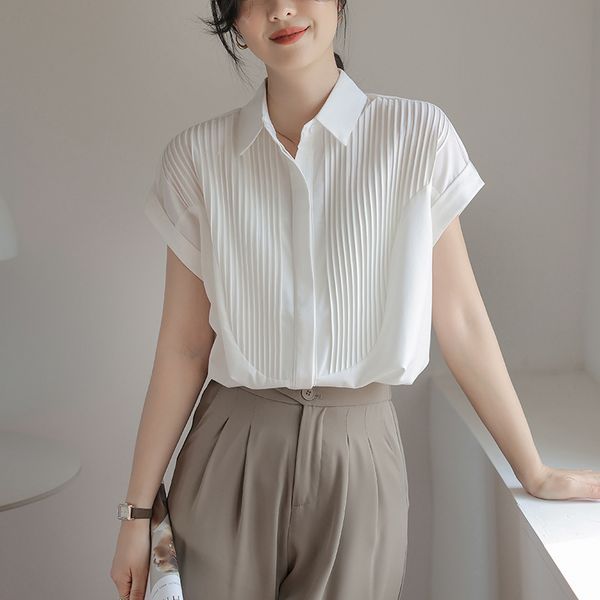 Korean style Short sleeve White shirt