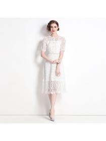 European style Elegant Lace Fashion Short sleeve dress 