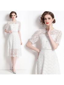 European style Elegant Lace Fashion Short sleeve dress 