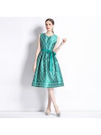 European style Sleeveless High waist A-line dress 