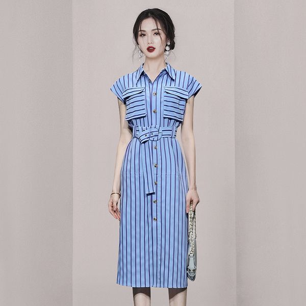 Korean style Fashion Stripe Slim dress