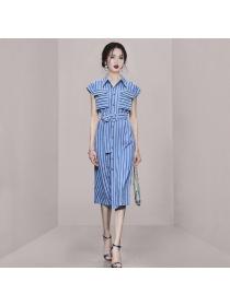 Korean style Fashion Stripe Slim dress 